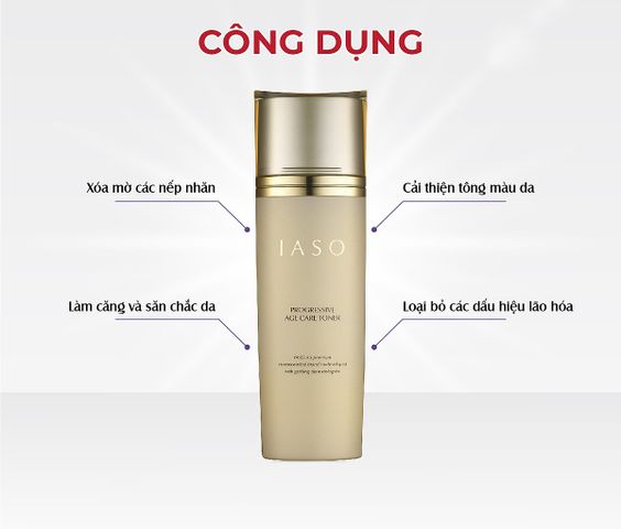 Nước Hoa Hồng IASO Progressive Age Care Toner 180ml - Hỗ Trợ Trẻ Hóa Da, Dưỡng Ẩm, Làm Mờ Nếp Nhăn, Phù Hợp Với Mọi Loại Da