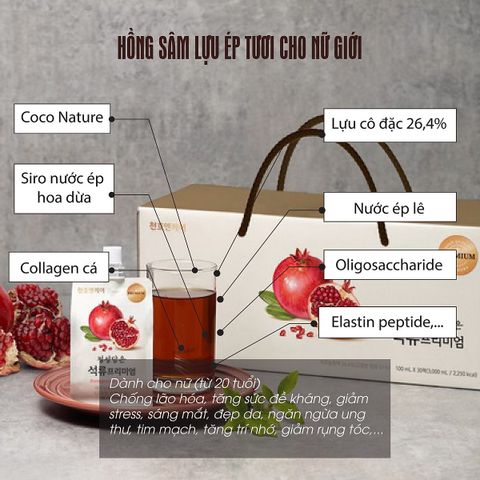 Nước Hồng Sâm Lựu Ép Tươi Chunho Ncare - Giữ Gìn Nhan Sắc và Sức Khỏe Cho Nữ - Hỗ Trợ Collagen và Đẹp Da