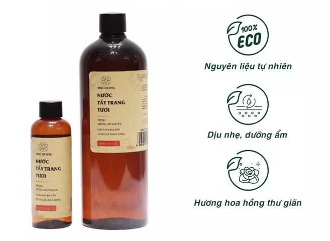 Nước Tẩy Trang Tươi Mộc Hương Fresh Micellar Water 100ml - Làm Sạch Sâu, Dịu Nhẹ Cho Mọi Loại Da, Chiết Xuất Hoa Hồng Tự Nhiên