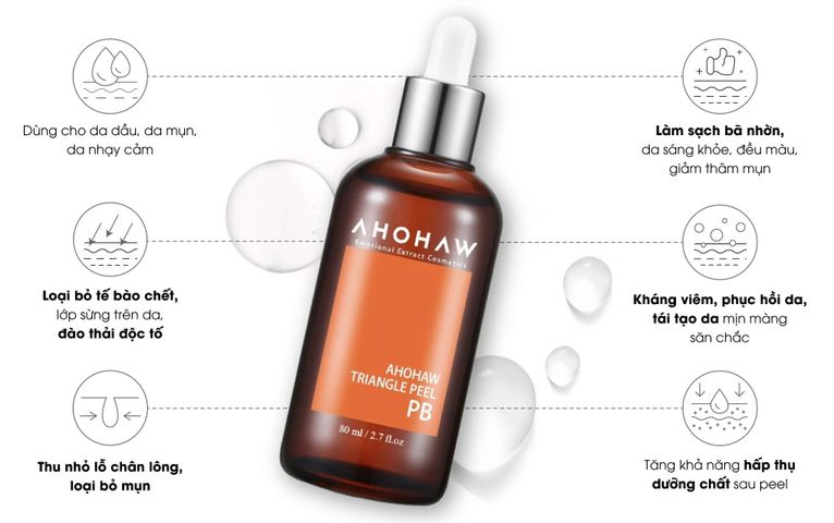 Serum Peel Da Dầu Mụn Ahohaw Triangle Peel PB - Giúp Làm Sạch Bã Nhờn, Ngăn Ngừa Mụn, Cải Thiện Da Dầu Mụn 80ml