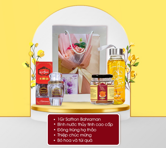 Set quà sức khỏe Saffron Bahraman 1gr và Đông Trùng Hạ Thảo - Quà Tặng Ý Nghĩa Hỗ Trợ Sức Khỏe và Làm Đẹp