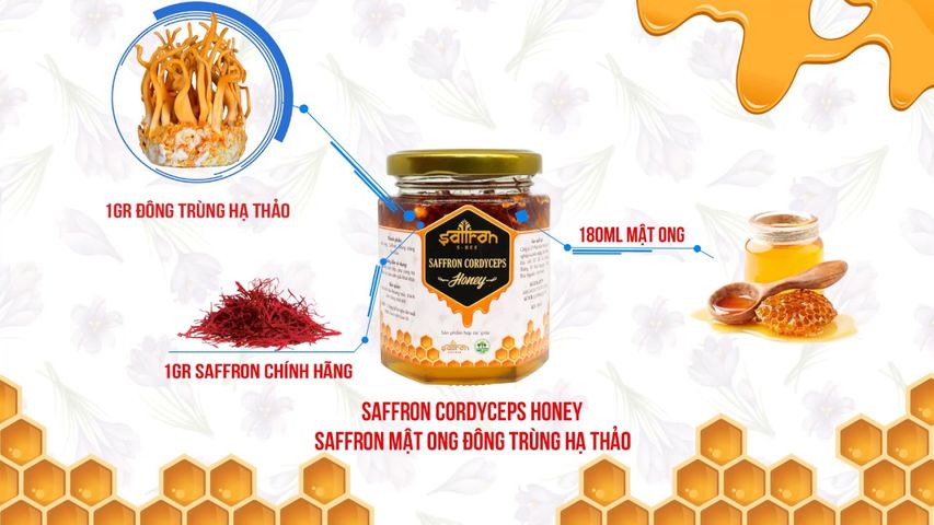 Set quà tặng mật ong đông trùng hạ thảo Saffron cao cấp - Món quà sức khỏe tuyệt vời cho người thân, chất lượng cao và tốt cho làn da