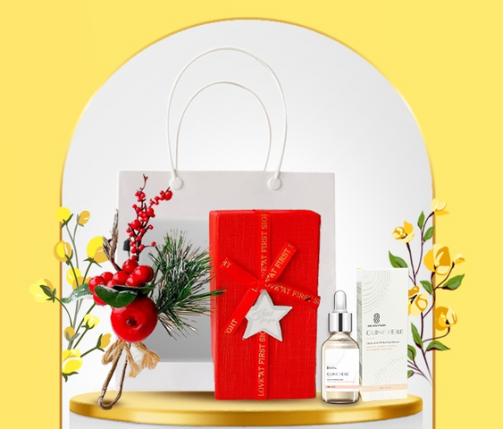 Set quà tặng serum dưỡng trắng Dr.Saffron Guinevere 30ml kèm hoa sáp trang trí - Dịu nhẹ, an toàn cho mọi loại da, món quà tuyệt vời cho phái đẹp