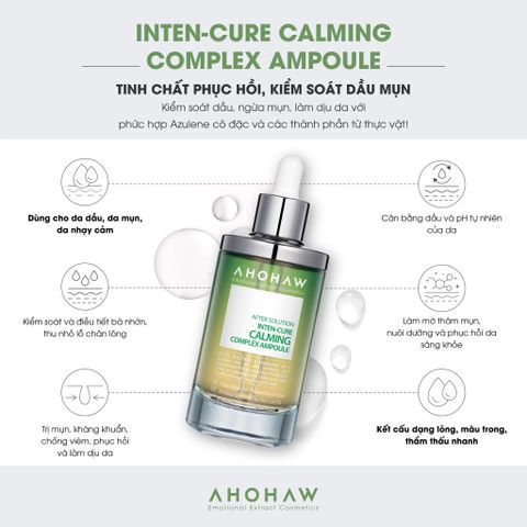 Tinh Chất Hỗ Trợ Phục Hồi Da Ahohaw Inten-Cure Calming - Serum Làm Dịu Da, Ngăn Ngừa Mụn, Kiểm Soát Bã Nhờn, Phục Hồi Da Nhạy Cảm 50ml