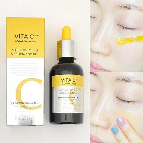 Tinh Chất Missha Vita C Plus Spot Correcting & Firming Ampoule - Serum Vitamin C Dưỡng Trắng, Làm Mờ Vết Thâm, Săn Chắc Da 40ml