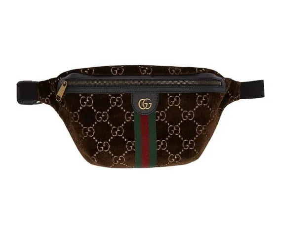 Túi đeo chéo Gucci Belt Bag GG Velvet Brown 018491 màu nâu