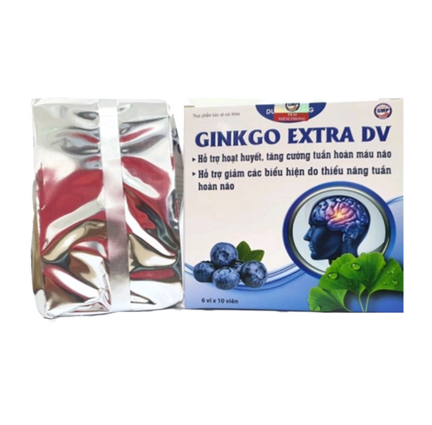 Viên Uống Hỗ Trợ Hoạt Huyết Ginkgo Extra DV Dược Vương - Tăng Cường Tuần Hoàn Máu Não, Giảm Hoa Mắt, Đau Đầu - Hộp 60 Viên