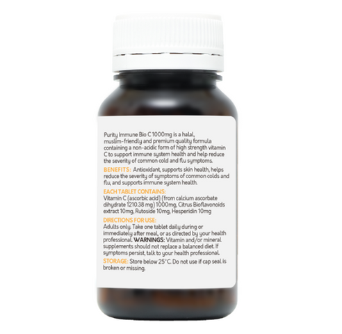 Viên uống hỗ trợ miễn dịch Purity Immune Bio HSC 1000mg - Bổ sung Vitamin C hữu cơ sinh học, tăng cường sức đề kháng và bảo vệ sức khỏe
