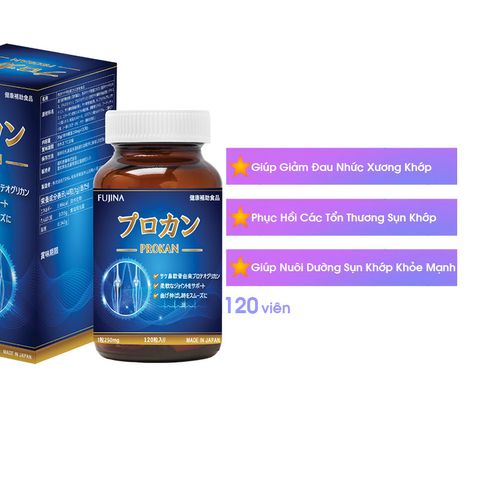 Viên Uống Hỗ Trợ Xương Khớp Fujina Prokan Nhật Bản - Bổ Sung Proteoglycan và Salicin, Giúp Khớp Linh Hoạt (120 Viên)