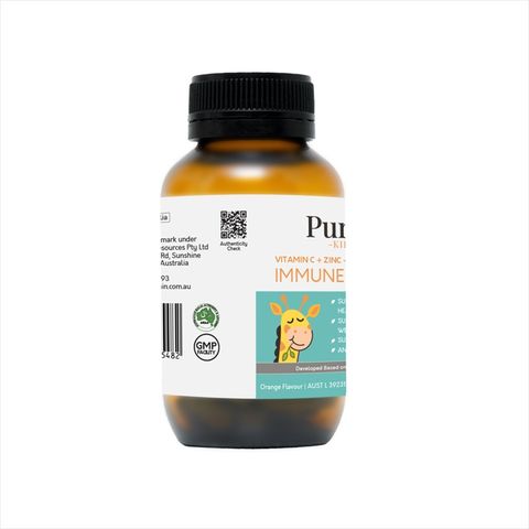 Viên uống Purity Immune Health cho trẻ - Tăng cường miễn dịch, bổ sung Vitamin C và Kẽm, hỗ trợ sức khỏe toàn diện từ 4-13 tuổi