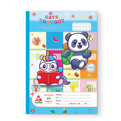 Vở Ô Ly Best Friend 48 Trang Chống Lóa Mỏi Mắt - Bìa Hình Vật Dễ Thương, Màu Sắc Sặc Sỡ Cho Học Sinh