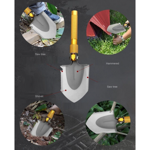 Xẻng Mini Đa Năng Gấp Gọn, Làm Vườn & Dã Ngoại - Chất Liệu Thép Không Gỉ, Tiện Dụng Cho Cắm Trại, Leo Núi, Khui Nắp Chai