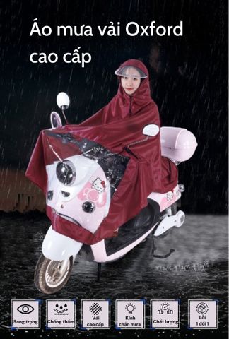 Áo Mưa Choàng 2 Mũ Jiashi AMP01 - Chống Thấm Nước, Dễ Gấp Gọn, Lý Tưởng Đi Xe Máy, Màu Xanh/Đỏ/Tím