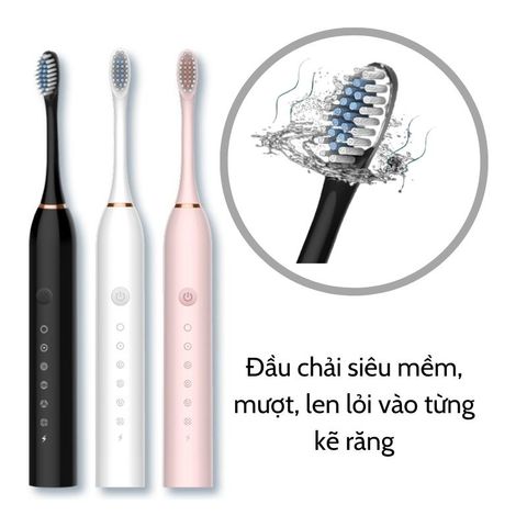 Bàn Chải Điện Jiashi BCD01-ZD-X3 - 6 Chế Độ Đánh Răng Kèm 4 Đầu Thay Thế, Chống Nước IPX7, Giúp Làm Sạch Răng Hiệu Quả