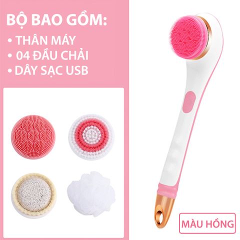 Bàn chải tắm điện tự động Mifan - Thiết bị làm đẹp 4 trong 1, công nghệ massage và làm sạch sâu cho cơ thể với 4 đầu chải, chống nước IPX6.