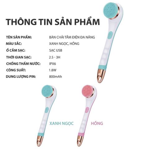 Bàn chải tắm điện tự động Mifan - Thiết bị làm đẹp 4 trong 1, công nghệ massage và làm sạch sâu cho cơ thể với 4 đầu chải, chống nước IPX6.