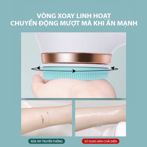 Bàn chải tắm điện tự động Mifan - Thiết bị làm đẹp 4 trong 1, công nghệ massage và làm sạch sâu cho cơ thể với 4 đầu chải, chống nước IPX6.