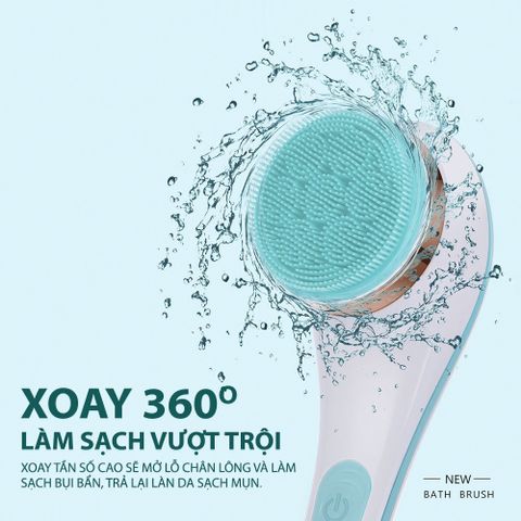 Bàn chải tắm điện tự động Mifan - Thiết bị làm đẹp 4 trong 1, công nghệ massage và làm sạch sâu cho cơ thể với 4 đầu chải, chống nước IPX6.