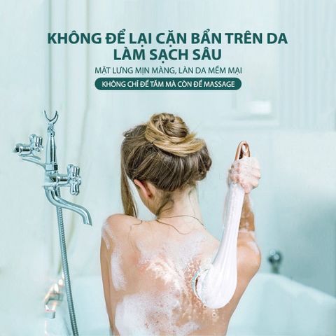 Bàn chải tắm điện tự động Mifan - Thiết bị làm đẹp 4 trong 1, công nghệ massage và làm sạch sâu cho cơ thể với 4 đầu chải, chống nước IPX6.