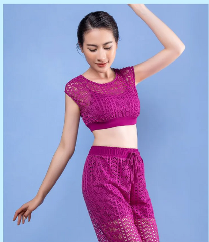 Bộ Đồ Tập Nữ Dahlia LV22212202 - Thiết Kế Croptop Đẹp Mắt, Chất Liệu Ren Co Giãn, Dành Riêng Cho Yogi Tìm Kiếm Sự Đổi Mới