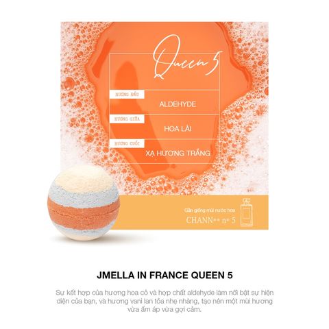 Bom tắm Jmella No.4 Queen 5 - Hương hoa cỏ và Aldehyde, Thư giãn, Giúp da mềm mại - Bộ 200g x 2 viên