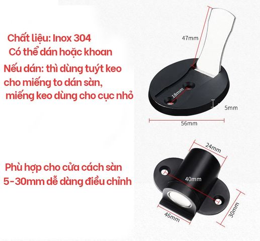 Chặn Cửa Inox 304 Nam Châm Hít CC6 Dán Sàn - Dễ Dàng Lắp Đặt, Giữ Cửa Đứng Cố Định, Thích Hợp Mọi Loại Cửa