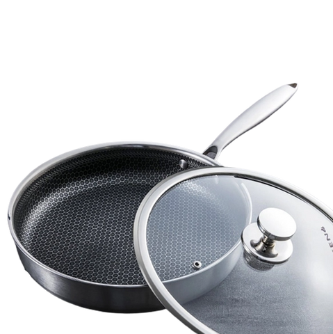 Chảo Inox Chống Dính 3 Lớp Nắp Kính 28cm Creen CR-NJA28IH - Siêu Bền, Thiết Kế Sang Trọng, Phù Hợp Với Mọi Bếp