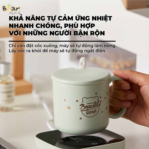 Đế làm nóng đồ uống Bear DRBD-C16J5 - Kính cường lực siêu nhạy, chống thấm nước, phù hợp với mọi chất liệu, giữ ấm hiệu quả.