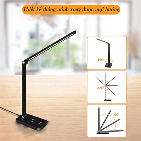 Đèn Bàn Học Led Chống Cận MT-856 - Cảm Ứng 5 Chế Độ Ánh Sáng, Sạc Điện Thoại Không Dây, Thiết Kế Hiện Đại, Bảo Vệ Mắt Tối Ưu