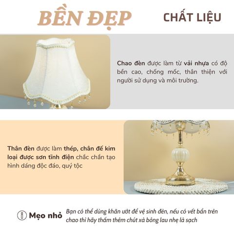 Đèn Ngủ Huta Light For Life CD1 - Đèn Bàn Sang Trọng Bằng Thép và Sứ, Tiết Kiệm Điện, Trang Trí Nội Thất Thông Minh