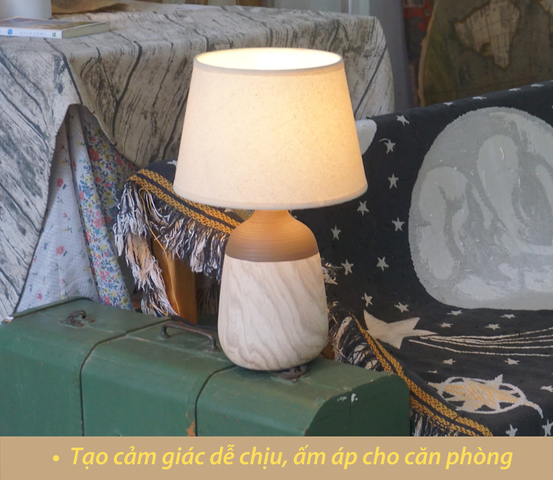 Đèn Ngủ Để Bàn Gốm Sứ Vân Gỗ Huta Light For Life S11 - Đèn Chiếu Sáng Trang Trí Sang Trọng, Tiết Kiệm Điện, Dễ Dàng Thay Thế Bóng E27