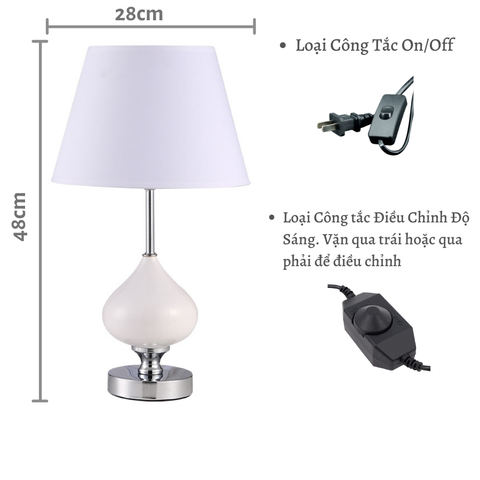 Đèn Ngủ Để Bàn Thân Sứ HUTA S10 - Thiết Kế Sang Trọng Với Ánh Sáng Dịu Nhẹ, Phù Hợp Để Đọc Sách Và Thư Giãn
