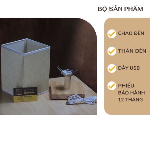 Đèn Ngủ Gỗ Để Bàn Huta Light For Life G3S - Thiết Kế Hiện Đại, Chao Vải Cao Cấp, Ánh Sáng Dịu Nhẹ, Phù Hợp Mọi Không Gian