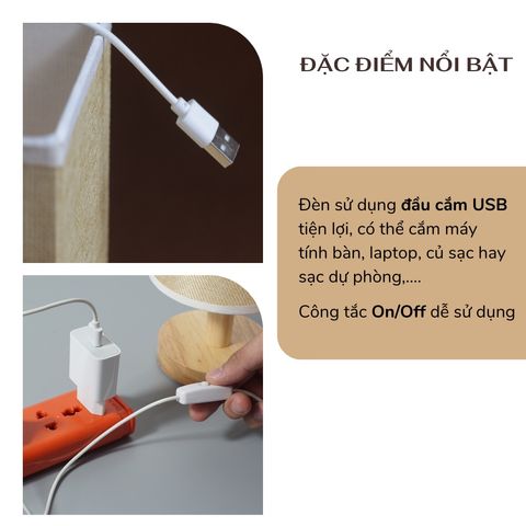 Đèn Ngủ Gỗ Để Bàn Huta Light For Life G3S - Thiết Kế Hiện Đại, Chao Vải Cao Cấp, Ánh Sáng Dịu Nhẹ, Phù Hợp Mọi Không Gian