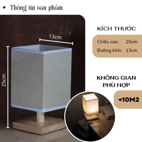 Đèn Ngủ Gỗ Để Bàn Huta Light For Life G3S - Thiết Kế Hiện Đại, Chao Vải Cao Cấp, Ánh Sáng Dịu Nhẹ, Phù Hợp Mọi Không Gian
