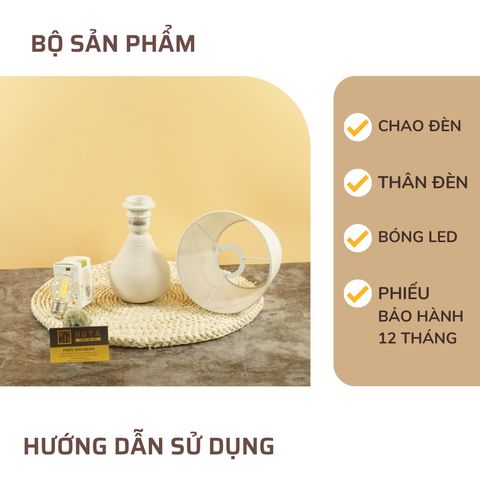 Đèn Ngủ Gốm Sứ Huta Light For Life S1 - Đèn Bàn LED Tiết Kiệm Điện, Trang Nhã Cho Không Gian Sống Thư Giãn