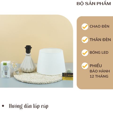 Đèn Ngủ Gốm Sứ Huta Light For Life S13 - Đèn Bàn Trang Trí Thiết Kế Thanh Lịch, Ánh Sáng Vàng Ấm Thư Giãn Gợi Cảm Hứng