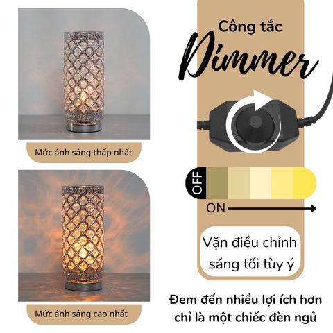 Đèn Ngủ Pha Lê Để Bàn Huta Light For Life PL1 - Sang Trọng, Kim Loại Chống Gỉ, Ánh Sáng Vàng Ấm, Thích Hợp Cho Mọi Không Gian