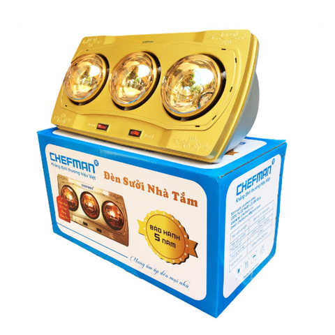 Đèn Sưởi Nhà Tắm 3 Bóng 875W Chefman CM-623B - Đèn Hồng Ngoại Hiện Đại, Tiết Kiệm Điện và Thân Thiện Với Sức Khỏe