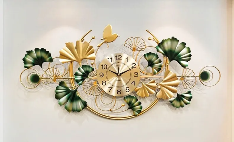 Đồng hồ treo tường 3D Decor lá xanh nghệ thuật