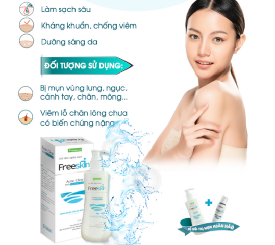 Gel Tắm Ngừa Mụn Freeskin Acne Clear Body Shower Gel 250ml - BHA Làm Sạch Sâu, Dưỡng Ẩm, Chống Oxy Hóa Cho Da Sáng Mịn