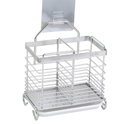 Kệ Đựng Đũa Muỗng Dán Tường 2 Ngăn Inox 304 - Tiện Lợi, Tiết Kiệm Không Gian Nhà Bếp Hobby Home Decor KDM05