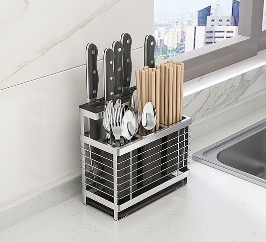 Kệ Đựng Đũa Dao Kéo Hobby Home Decor KDMT3 Inox 304 Có Khay Hứng Nước – Thiết Kế Gọn Gàng Cho Không Gian Bếp Thêm Ngăn Nắp