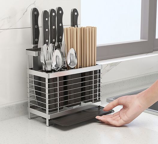 Kệ Đựng Đũa Dao Kéo Hobby Home Decor KDMT3 Inox 304 Có Khay Hứng Nước – Thiết Kế Gọn Gàng Cho Không Gian Bếp Thêm Ngăn Nắp