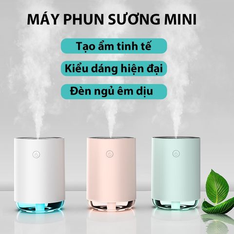 Máy Phun Sương Tạo Ẩm Mini Jiashi MPS02 Có Đèn LED - Dung Tích 220ml, Tinh Dầu Thơm, Thiết Kế Hiện Đại, Tạo Độ Ẩm Lý Tưởng