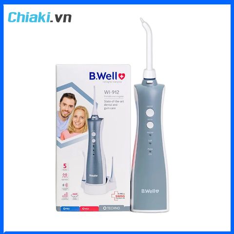 Máy Tăm Nước B.Well Swiss WI-912 - Cầm Tay Tiện Dụng, Chăm Sóc Răng Miệng, 3 Chế Độ Phun, Sạc Không Dây, Giúp Răng Trắng Sáng