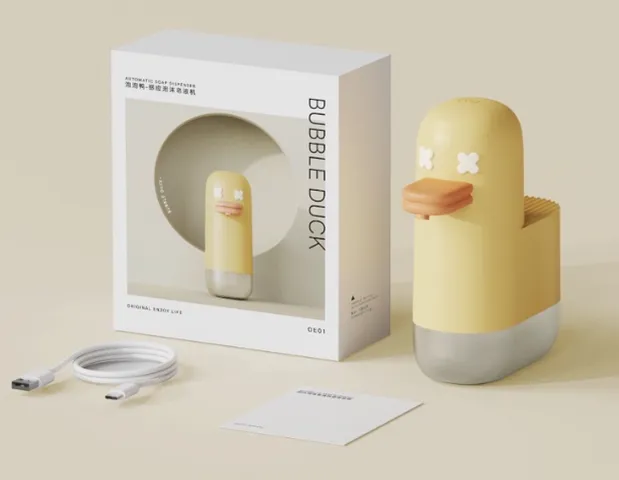 Máy tạo bọt rửa tay tự động Bubble Duck vịt vàng đáng yêu - Thiết bị rửa tay thông minh, cảm biến nhạy, phù hợp mọi không gian gia đình
