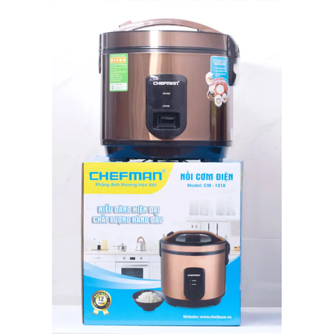 Nồi cơm điện Chefman CM-1218 1.8L - Thiết kế sang trọng, công nghệ nấu hiện đại, giữ ấm, phù hợp cho gia đình 4-6 người.