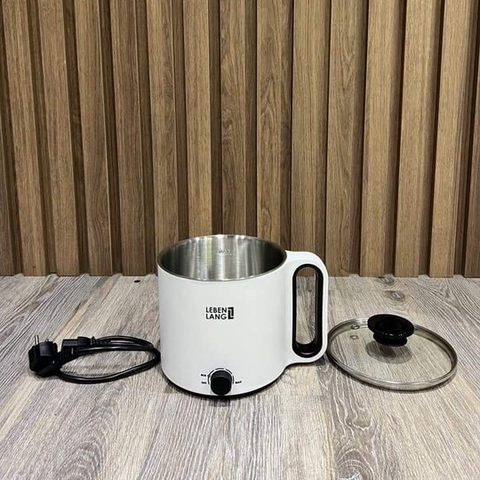 Nồi Lẩu Điện Mini 1.5L Lebenlang LBEC0808 - Công Suất 900W, Dùng Cho 2-3 Người, Thiết Kế Gọn Nhẹ, Màu Trắng Thời Trang
