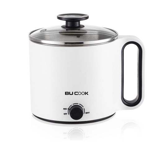 Nồi Lẩu Điện Mini Bu Cook BNP6868 1.5L - Công Suất 900W, Chống Dính, Dành Cho Nhóm 2-3 Người, Màu Trắng Hiện Đại